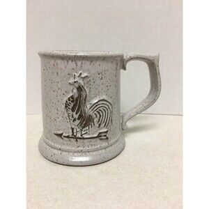 Onion River Pottery Vt. Rooster Mug  Clay Ceramic  Brown Speckled 12 oz. Farm